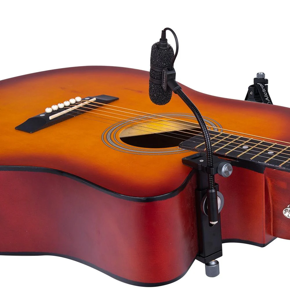 MICROFONO CONDENSADO ALCTRON, CUELLO DE GANSO, PARA INSTRUMENTO, CARDIOIDE, 30 Hz-20 kHz, CON CLIP DE ANCLAJE PARA GUITARRA