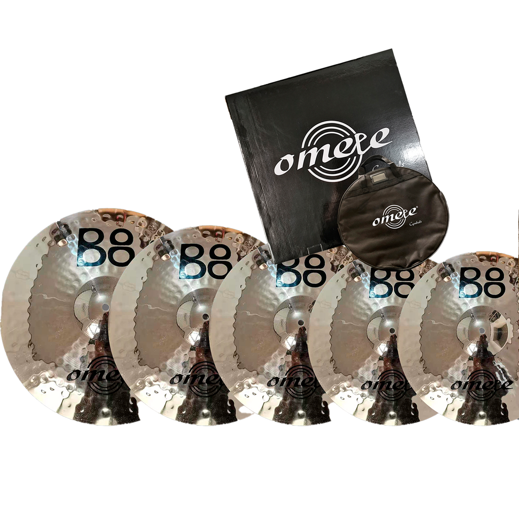 SET DE PLATILLOS OMETE, SERIE B8, MEDIDAS: 14 HIHATS,  16 CRASH, 18 CRASH, 20 RIDE, INCLUYE FUNDA